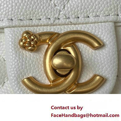 Chanel Grained Calfskin  &  Gold-Tone Metal Chain Flap Bag AS4431 White 2023